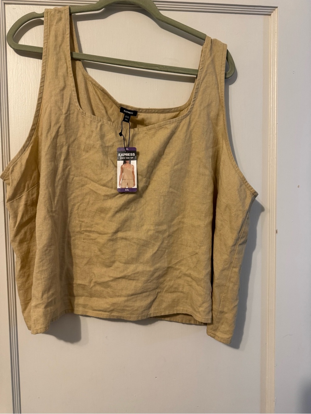 Express Tan Linen Scoop Neck Tank Top